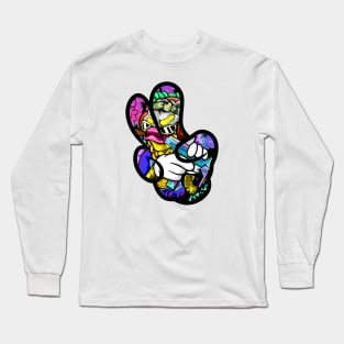 Cool peace sign hand gesture drawing Long Sleeve T-Shirt